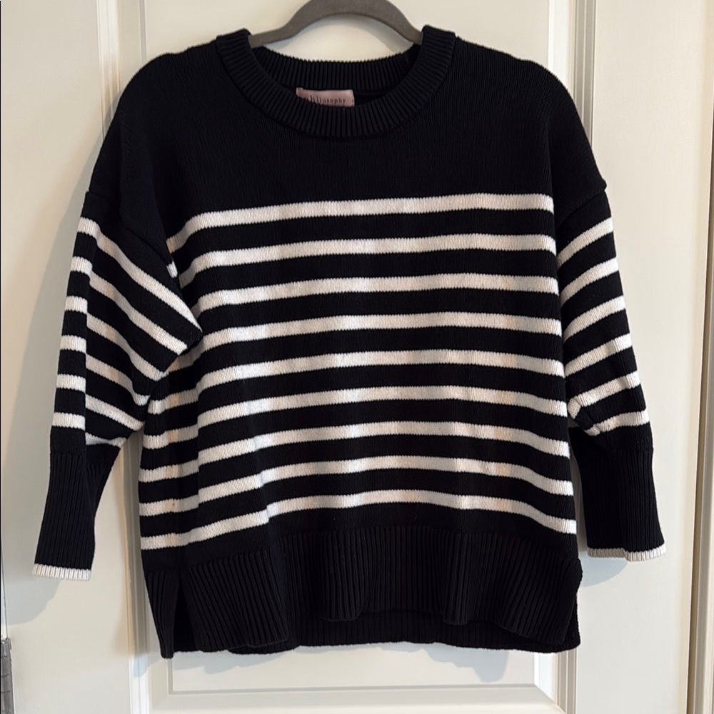 Philosophy Black and White Striped Sweater